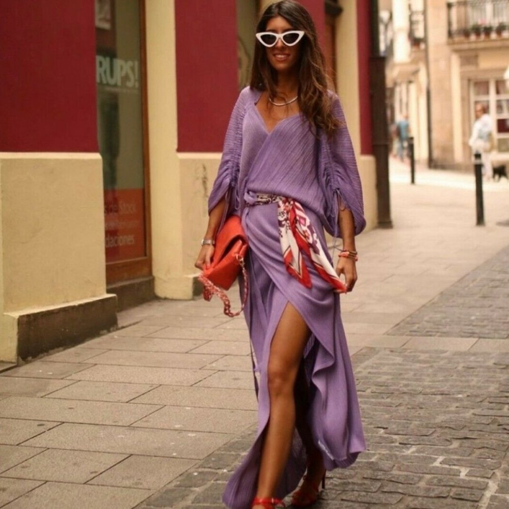 Zara Knit Wrap Maxi Dress in Lilac